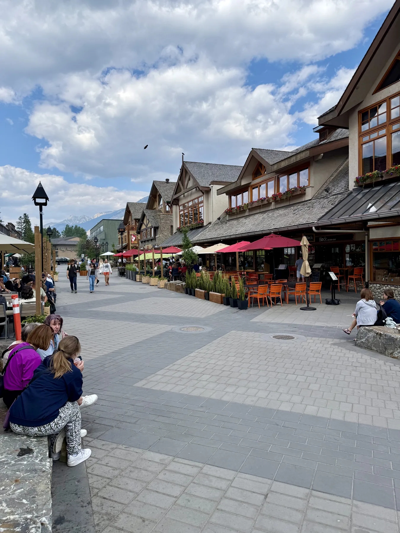 Walking and dining area in Banff