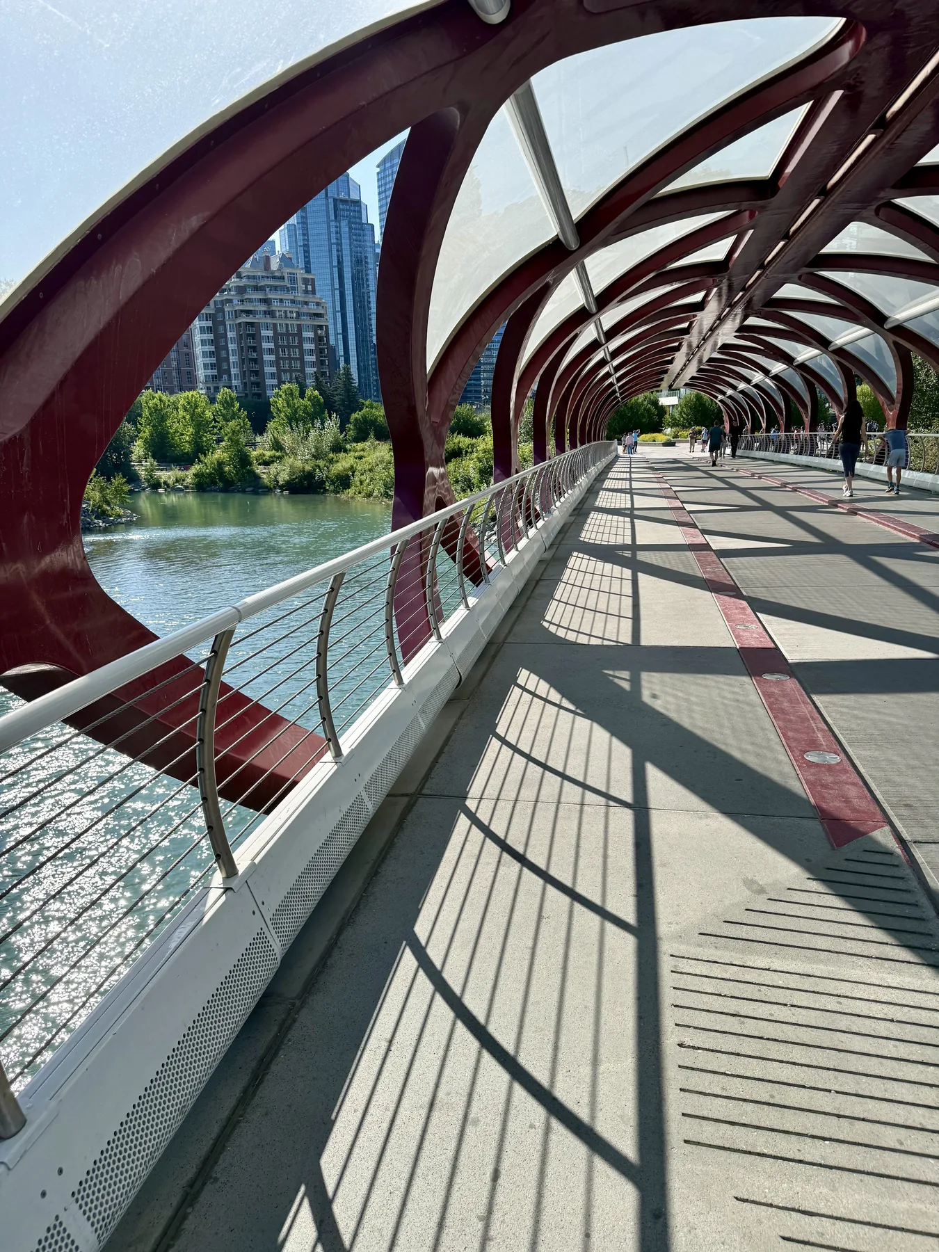 A walk across Peace Bridge above the Bow River