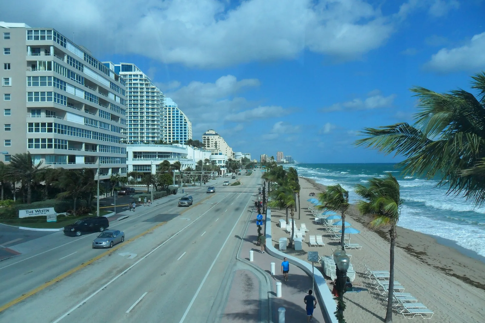 Wide sandy Fort Lauderdale Beach beside the Atlantic Ocean