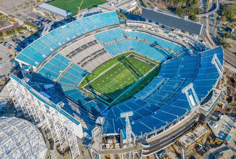 Aerial view of EverBank Stadium and the Jacksonville sports complex