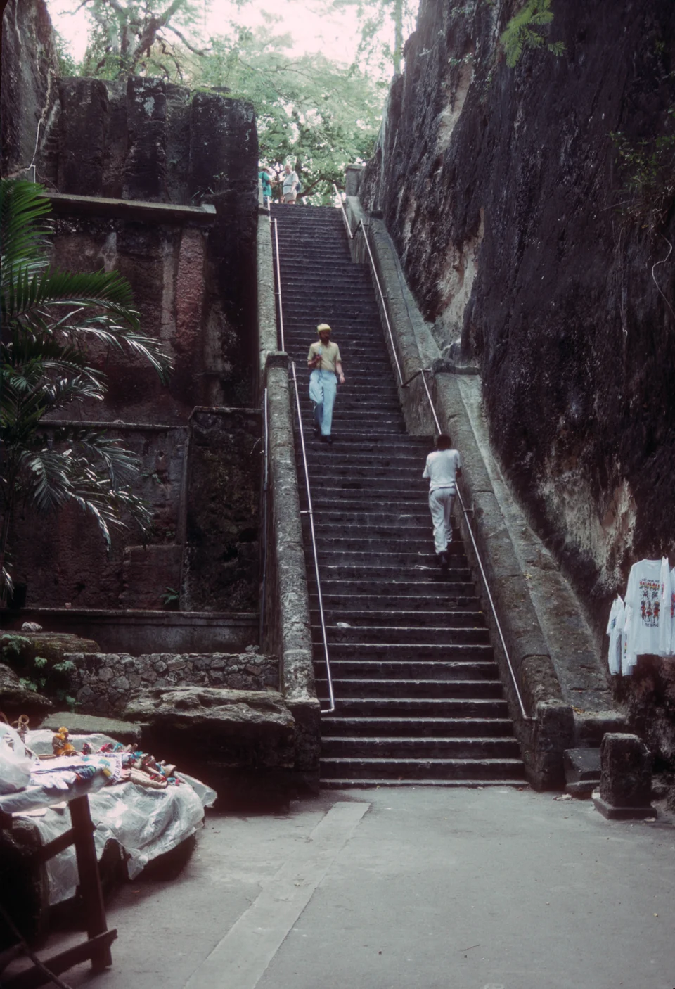 Limestone walls and the steep stone steps of the Queen’s Staircase in Nassau