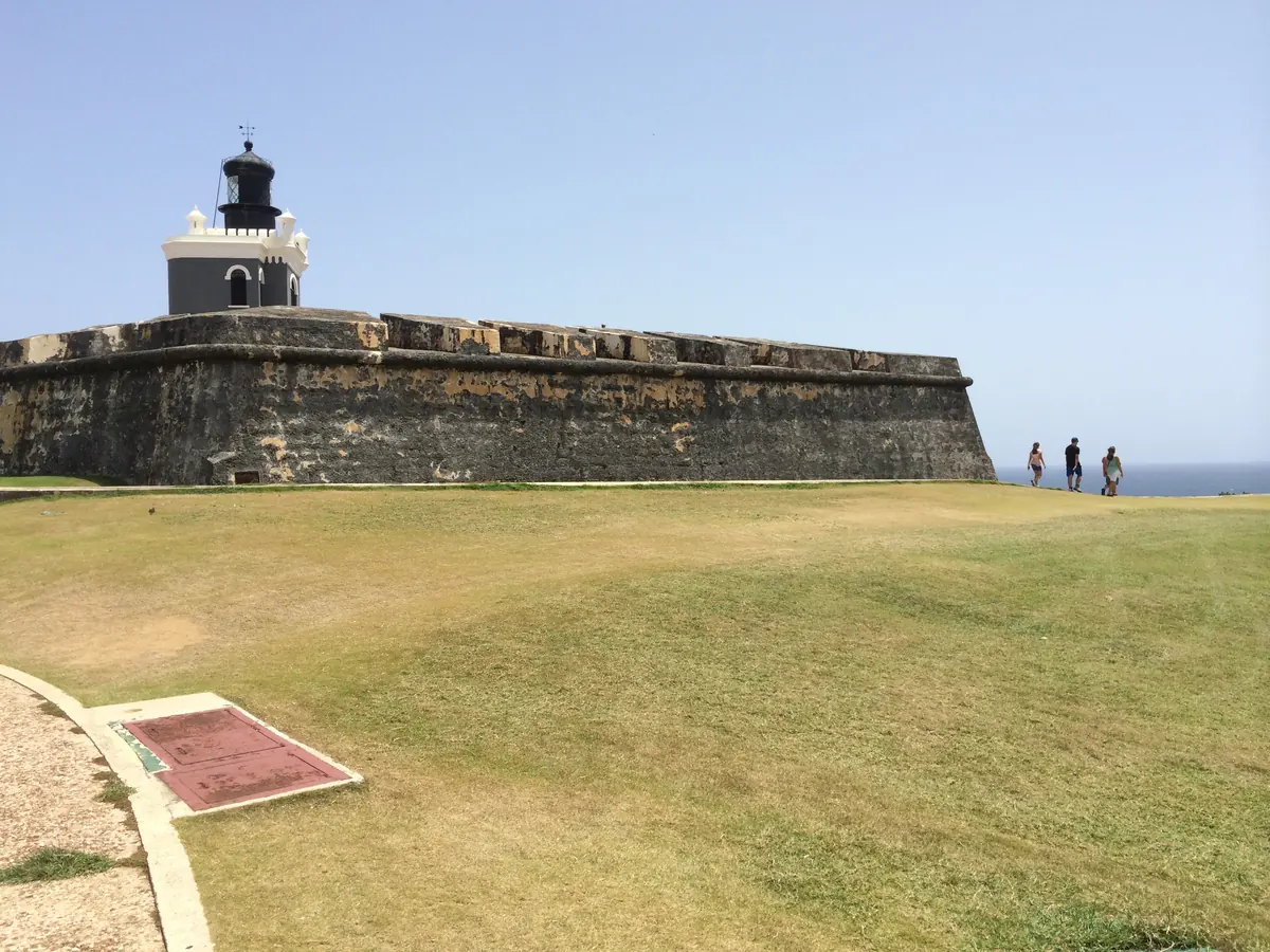 El Morro lighthouse and fortress viewed across the lawn