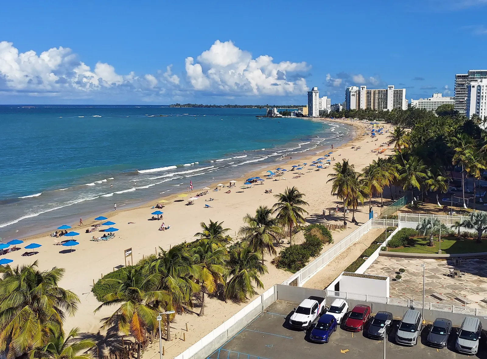 Isla Verde Beach · Carolina — Partial view of Isla Verde beach, looking east, Carolina, Puerto Rico